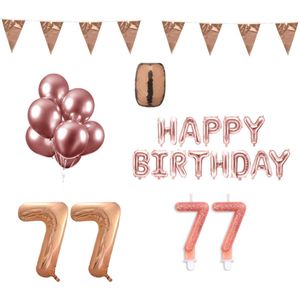 77 jaar Verjaardag Versiering Pakket Rosé Goud