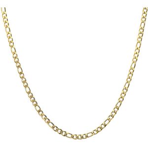 Lucardi Dames Stalen goldplated ketting figaro 3mm - Ketting - Staal - Goud - 60 cm