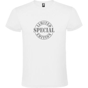 Wit t-shirt met "" Special Limited Edition "" print Zilver size XXXL