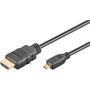 Micro HDMI - HDMI Kabel - 4K 60Hz - Verguld - 1 meter - Zwart