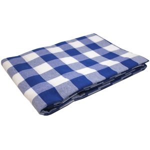 Geruit Tafelkleed Grote ruit blauw 140 x 400 (Strijkvrij) - boerenbont - picknick - oktoberfeest - gezoomd
