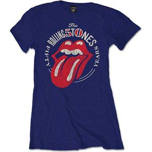 Rolling Stones Dames Tshirt -S- 50th Anniversary Vintage Blauw