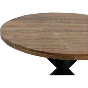 HSM Collection-Ronde Eettafel Melbourne-80x80x76-Naturel/Zwart-Mango/Metaal