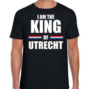 Koningsdag t-shirt I am the King of Utrecht zwart - heren - Kingsday Utrecht outfit / kleding / shirt S