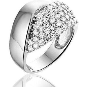 Montebello Ring Yoni - Dames - Zilver Gerhodineerd - Zirkonia - Maat 50 - 16 mm