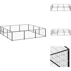 vidaXL Hondenkennel - Grote buitenren 300x300x70 cm - Zwart staal - Kennel