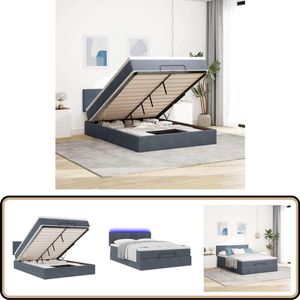 vidaXL Ottoman bed met matras en LED's 140x190cm fluweel donkergrijs