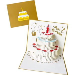 Verjaardagskaarten met envelop - Wenskaarten verjaardag - Happy Birthday - 3D pop up kaarten taart - kinderen - cadeau - verjaardagskaart
