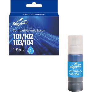 Superprint 104 XL Inkt Geschikt voor Epson 104 EcoTank Inktflessen -Cyaan - Hoge Capaciteit