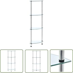 The Living Store Kastje 4-laags 30x30x100 cm gehard glas transparant - Vitrinekast - Glazen Kast - Opbergkast - Displaykast - Homedecor
