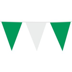 3x Giga Vlaggenlijn Groen/Wit 30x45cm 10m - Vlaggen XL Groot thema feest festival