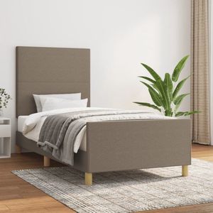 The Living Store Bedframe met hoofdeinde stof taupe 90x200 cm - Bedframe Met Hoofdeinde - Bedframes Met Hoofdeindes - Bed - Slaapmeubel - Ledikant - Bedbodem - Tweepersoonsbed - Bedden - Slaapmeubels - Slaapmeubelen - Slaapmeubilair