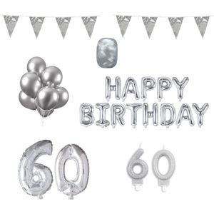 60 jaar Verjaardag Versiering Pakket Zilver
