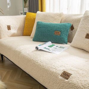 Hoeksofa hoes voor 1/2/3/4-zitsbank - Wasbare fluwelen beschermhoes met antislip voor chaise longue - Beige, 90 x 160 cm