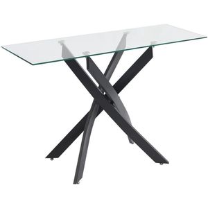 Vente-unique Consoletafel van gehard glas en zwart metaal - Transparant - COSIMA