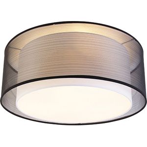 QAZQA drum-neutron - Moderne Plafondlamp - 3 lichts - Ø 500 mm - Zwart - Woonkamer | Slaapkamer | Keuken