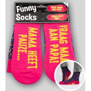 Sokken - Funny socks - Vraag maar aan Papa! Mama heeft pauze