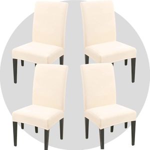 Stoelhoezen, set van 4 stuks, super fit, stretch, afneembare wasbare eetkamerstoel, beschermhoezen, voor hotel, eetkamer, ceremonie, banket, bruiloftsfeest (beige)