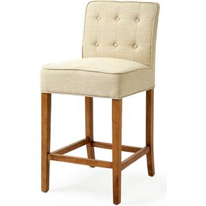 Riviera Maison Barkruk Met Rugleuning - Cape Breton Counter Stool - Linnen Flax - Naturel