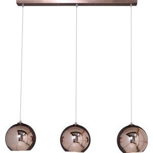 Hanglamp Globe 3 lichts | Ø 110 cm | verstelbaar tot 150 cm | koper | eetkamer / woonkamer | modern design | sfeerverlichting