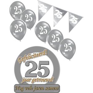 25 jaar getrouwd XS - Jubileum pakket feestversiering  - feestartikelen zilveren bruiloft.