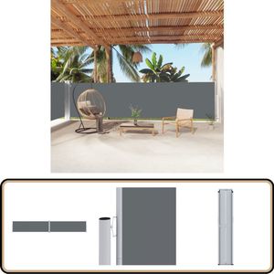 vidaXL Windscherm - Uittrekbaar - 160x1000 cm - Antraciet Windscherm - Tuinscherm - Buitenscherm - Privacy Screen - Zonnewering