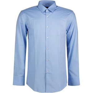 BOSS Hank-s slim fit overhemd - structuur - blauw - Strijkvriendelijk - Boordmaat: 45