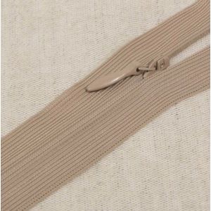 Blinde rits 60cm - beige - naadverdekte rits - verstelbaar