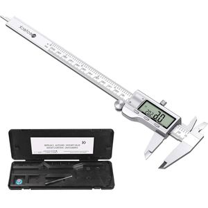 Digitale schuifmaat 200 mm - Roestvrij staal - Elektronische remklauwen - Metrische conversie - Meetgereedschap - Lengte breedte diepte - Binnendiameter buitendiameter