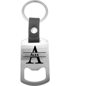 Luxe Sleutelhanger RVS - Leer - Alex