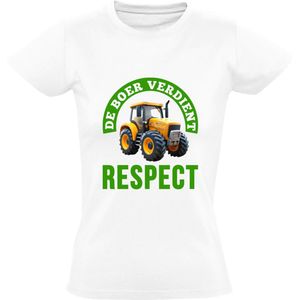 De Boer Verdient Respect Dames T-shirt - trots op de boer - trekker - tractor - landbouw - shirt