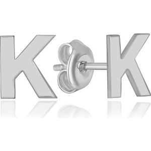 Letter K Initial Oorknoppen (zilvergehalte 925 Sterling) Oorknoppen Zilver Oorbel Trendy Minimalistisch Combi Bedel