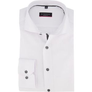 ETERNA modern fit overhemd - niet doorschijnend twill heren overhemd - wit (zwart contrast) - Strijkvrij - Boordmaat: 41