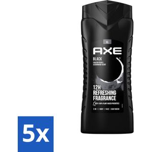 Axe XL - 3-in-1 Douchegel - Black - Frozen Pear & Cedarwoord - 12hrs Long Lasting Scent - 400 ml - Bulkverpakking - 5 stuks