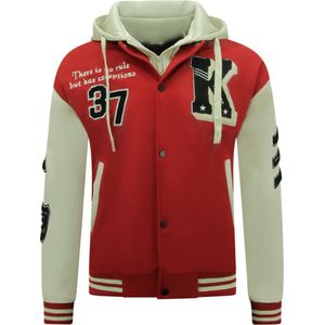 Oversized College Jack Heren met Capuchon - 8630 - Rood