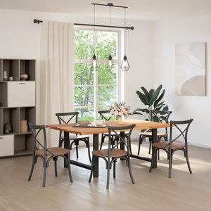 vidaXL - Eettafel - rechthoekig - 200x120x74 - cm - massief - eikenhout - lichtbruin