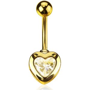 Navelpiercing hart gold plated 14kt.