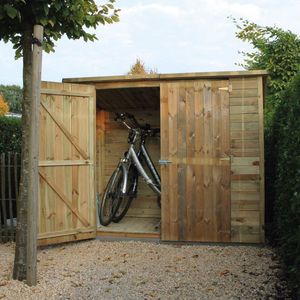 Jespro Fietsberging - Fietsenhok - Stalling - Geïmpregneerd grenen hout - 200x90x150 cm - Scooter - Tuinschuur - Kast