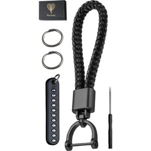 Luxe Leren & Metaal Sleutelhanger voor Volwassenen - Auto Sleutelhouder - Keychain Sleutelringen - Sleutel Hanger voor Vrouwen, Mannen, Dames - Autosleutel - Auto Accessoires Cadeau/Geschenk Verpakking