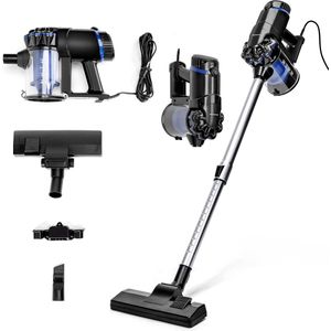 Aigostar Tornado 33ZHB - Steelstofzuiger - Stofzuiger Zonder Zak - 5 Meter Kabel - 15kPa - 1L Stofbak - 600W - Geschikt voor Dierenharen - Blauw/zwart