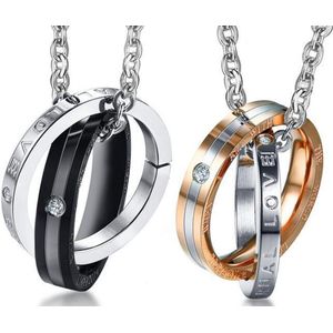 Eternal Love Ringen Ketting Set voor Hem en Haar - Valentijn Cadeautje voor Stellen - Romantische Sieraden Set - Liefdes Cadeau
