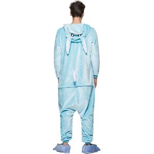 Konijn Blauw Onesie Pak Kostuum Outfit Huispak Jumpsuit Verkleedpak - Verkleedkleding - Halloween & Carnaval - SnugSquad - Kinderen & Volwassenen - Unisex - Maat L voor Lichaamslengte (168 - 175 cm)