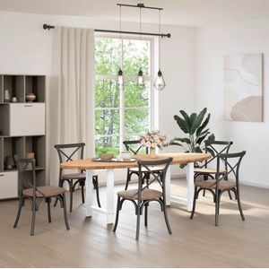 vidaXL Eettafel - Ovaal - 240x100x74 cm - Massief Eikenhout Eetkamertafel - Eikenhouten Tafel - Ronde Tafel - Grote Tafel - Salontafel
