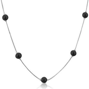 Cilla Jewels dames ketting Edelstaal Zilverkleurig Zwarte Kralen