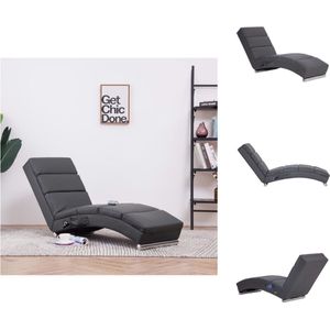 vidaXL Chaise longue - Massage - Verwarming - Grijs - 155 x 51 x 71 cm - Fauteuil