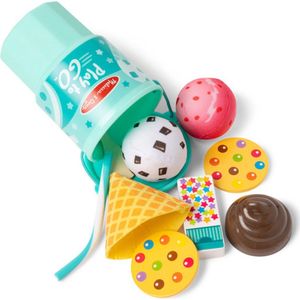 Melissa & Doug - Play to Go ijsjespeelset voor op reis in beker met friemeldeksel: 11 speelstukjes voor hoorntjes, sandwiches en milkshakes, voor jongens en meisjes vanaf 3 jaar