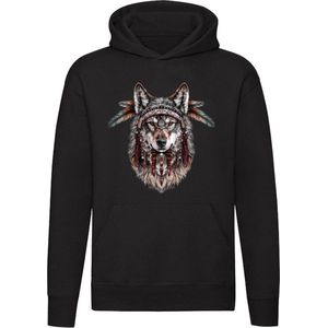 Wolf Indian Hoodie - Dier - Indisch - veren - bergen - wild