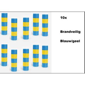 10x Rol Serpentine 4 meter papier blauw/geel- brandvertragend - Carnaval thema feest festival blauw wit Optocht Bierfeest