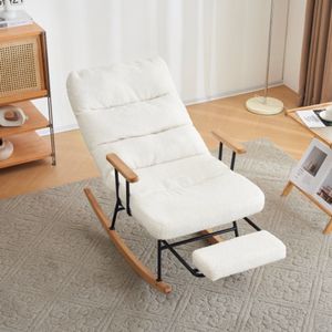 Comfortabele schommelstoel, 100 cm hoog, 58 cm zitbreedte, met zwaartekrachtafstelling, handmatig voetsteunmechanisme, stabiele en niet -slip liggende functie, schommelstoel, lounge stoel