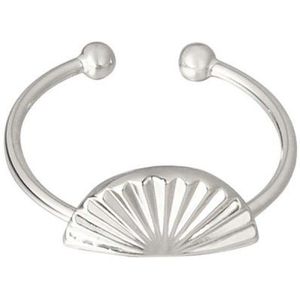 Zilveren schelp ring - Zilver - Roestvrij staal - Sieraden voor dames - RVS - Stainless steel - Verstelbare ring met shell - Nikkelvrij - Roestvrij stalen